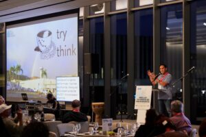 Try Think Program Director Rob Chang presenting at the Inside & Out: The Humanities and Mass Incarceration national conference in 2024.